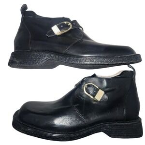 Soft Spots Supremes Vintage‎ Black Leather Monk Strap Square Toe Ankle Boots